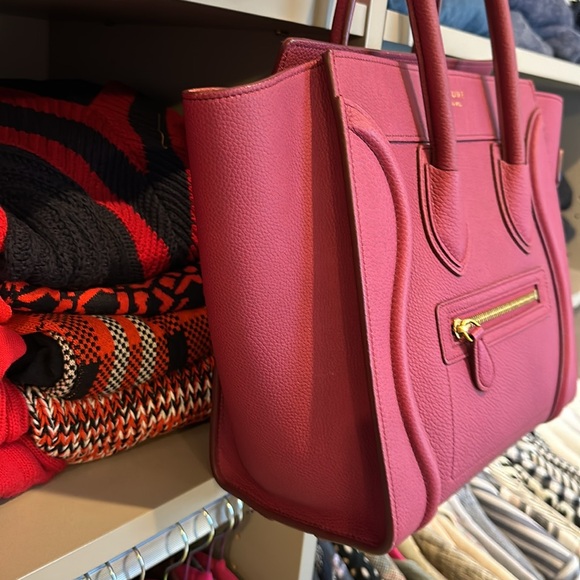 Authentic Celine raspberry calfskin micro luggage satchel bag - Picture 3 of 10